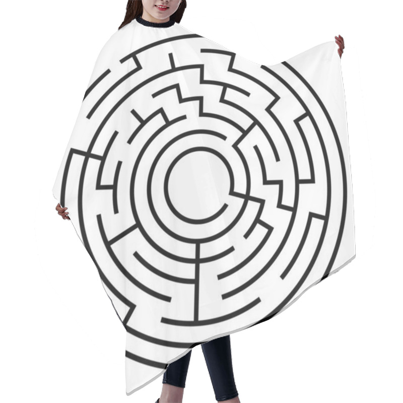 Personality  Circle Maze Puzzle Game For Kids ,Labyrinth Vector On White. Hair Cutting Cape