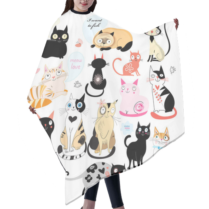 Personality  Cheerful Set Of Cats  Hair Cutting Cape