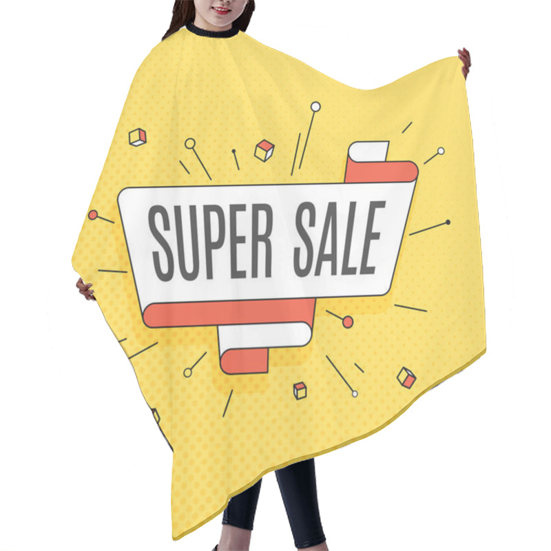 Personality  Super Sale. Retro Design Element In Pop Art Style On Halftone Co Hair Cutting Cape