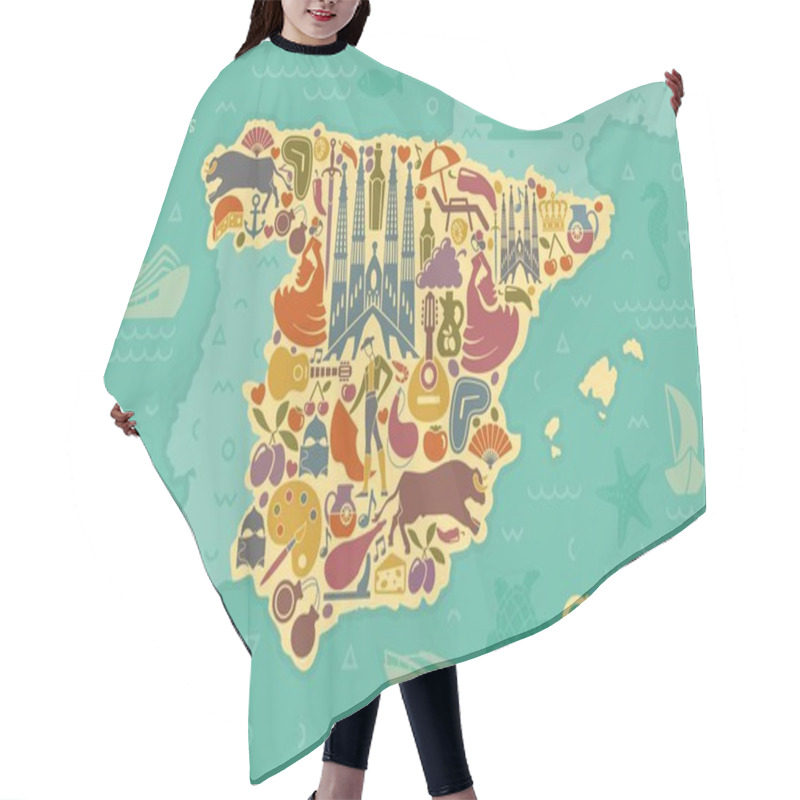 Personality  Stylized Map Of Spain Hair Cutting Cape