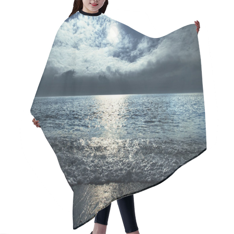 Personality  Moonlit Night And Clouds On Night Sky In The Sea Hair Cutting Cape