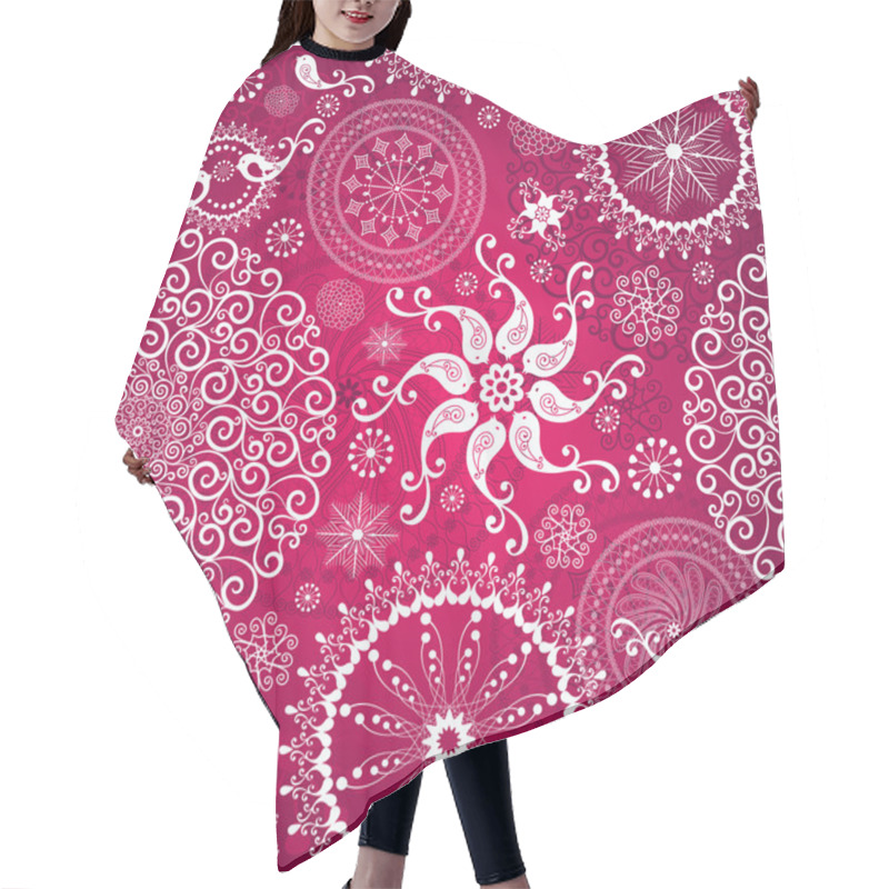 Personality  Christmas Red Repeating Pattern Hair Cutting Cape