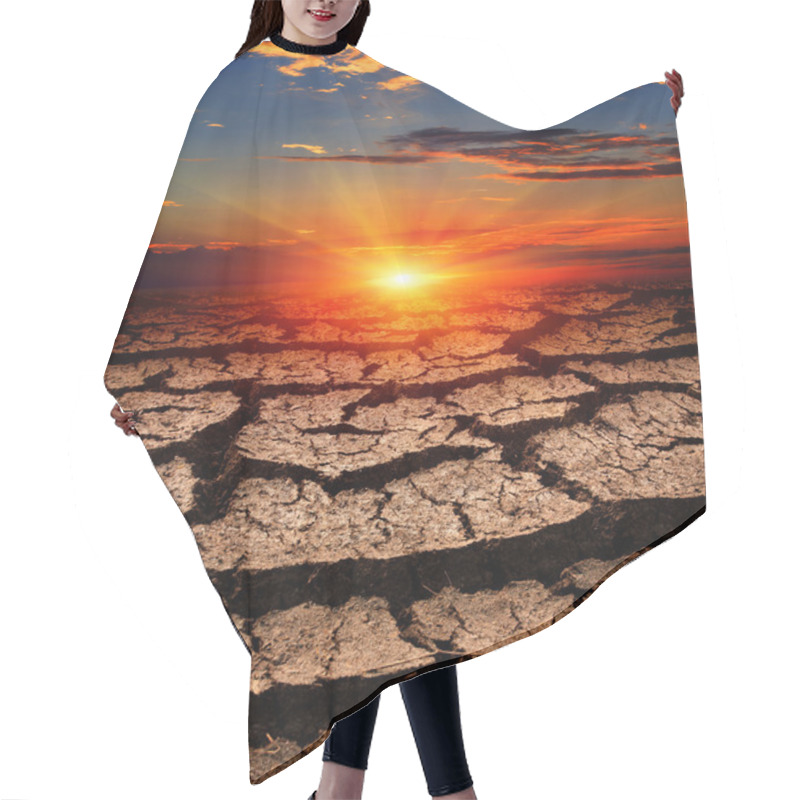 Personality  Sunset Over Cracked Earth Hair Cutting Cape