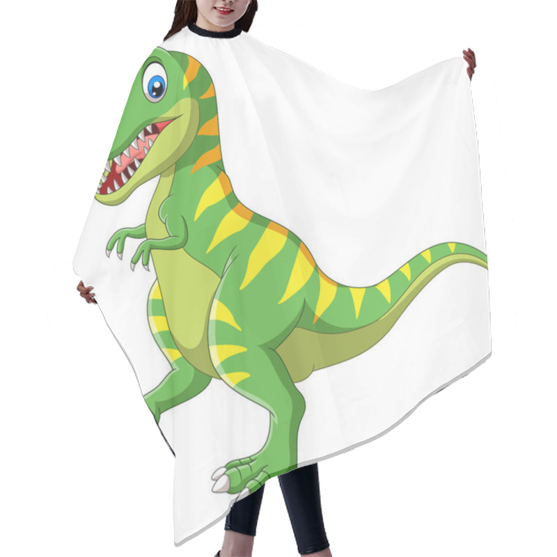 Personality  Vector Illustration Of Cartoon Green Dinosaur On White Background Hair Cutting Cape