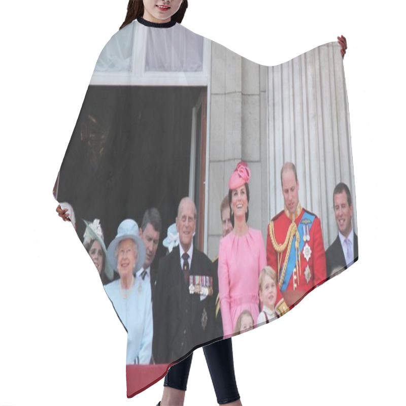 Personality  Queen Elizabeth Prince Philip London June 2017- Trooping The Colour Prince George William, Harry, Kate & Charlotte Balcony For Queen Elizabeth's Birthday June 17, 2017 London, UK Stock, Photo, Photograph, Image, Picture, Press,  Hair Cutting Cape