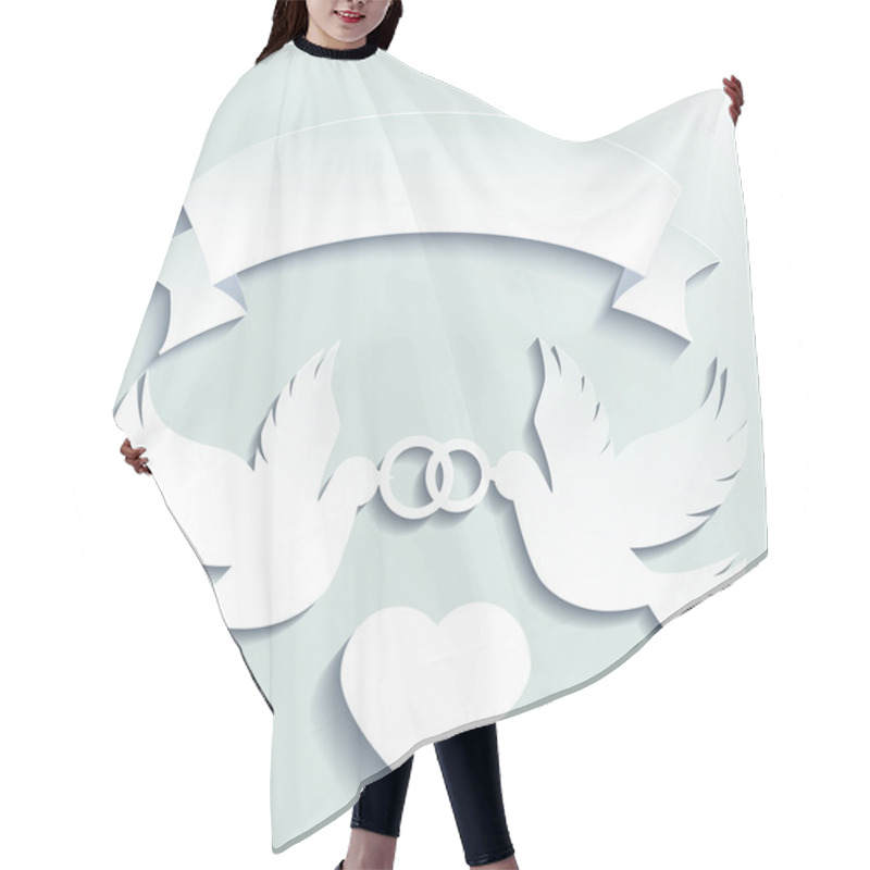 Personality  Doves Holding Wedding Rings Hair Cutting Cape