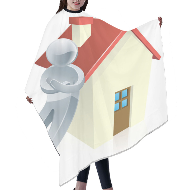 Personality  Mascot Person And House Hair Cutting Cape