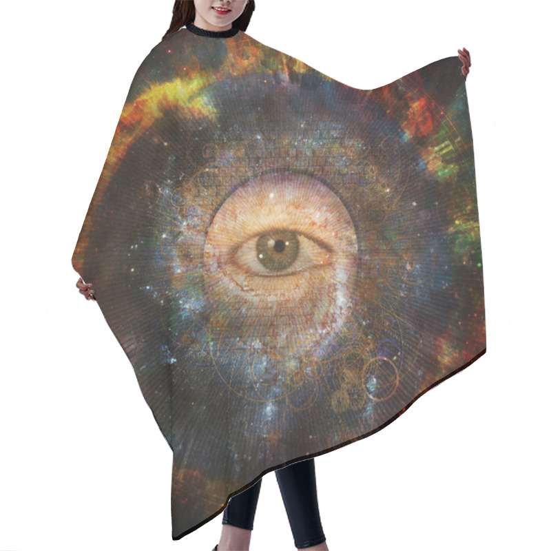 Personality  All Seeing Eye In Space. Circle Of Fire Hair Cutting Cape