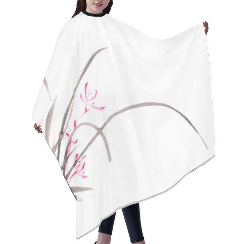 Personality  Ink Orchid Drawing Hair Cutting Cape