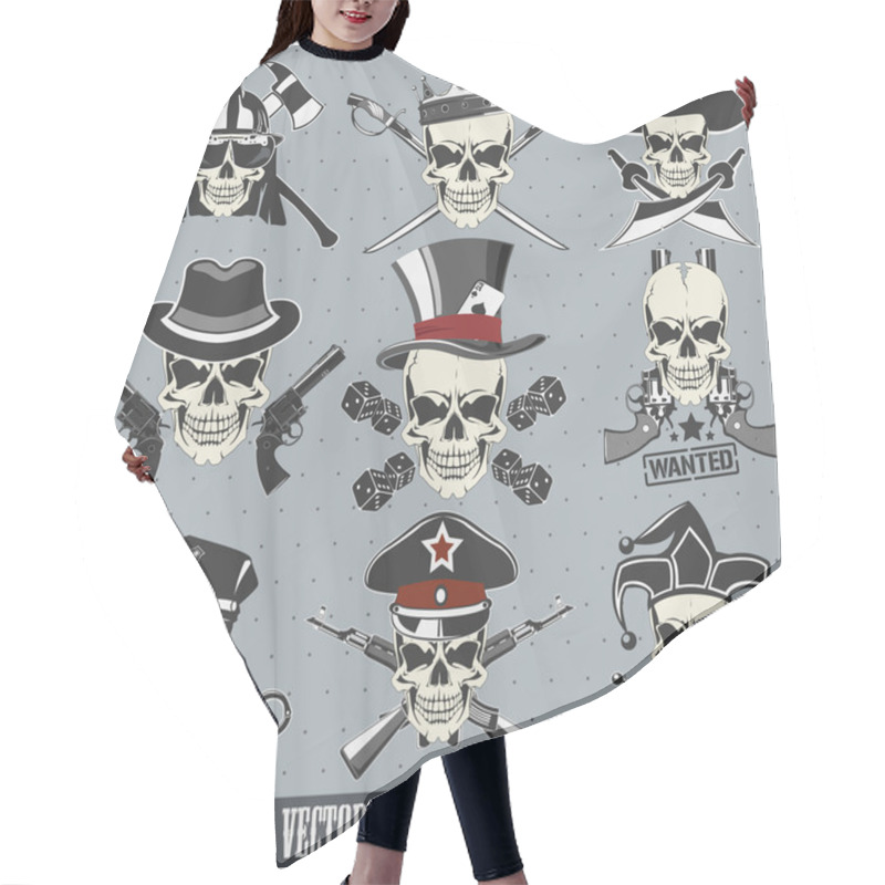 Personality  Vector Set Of Skulls Hair Cutting Cape