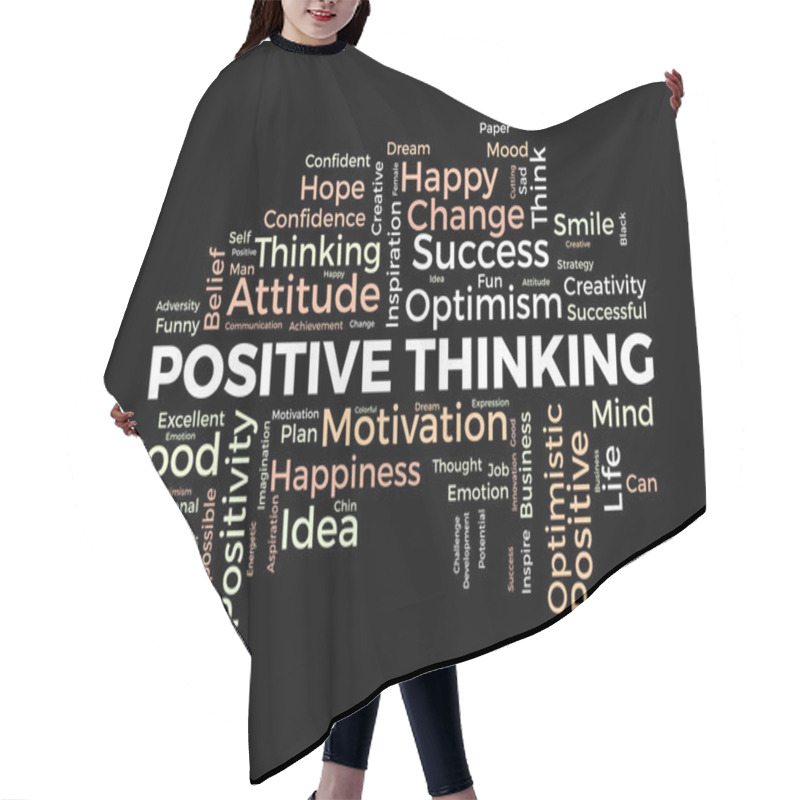 Personality  Word Cloud Background Concept For Positive Thinking. Success Attitude, Creative Mindset Of Innovation Optimism. Vector Illustration. Hair Cutting Cape