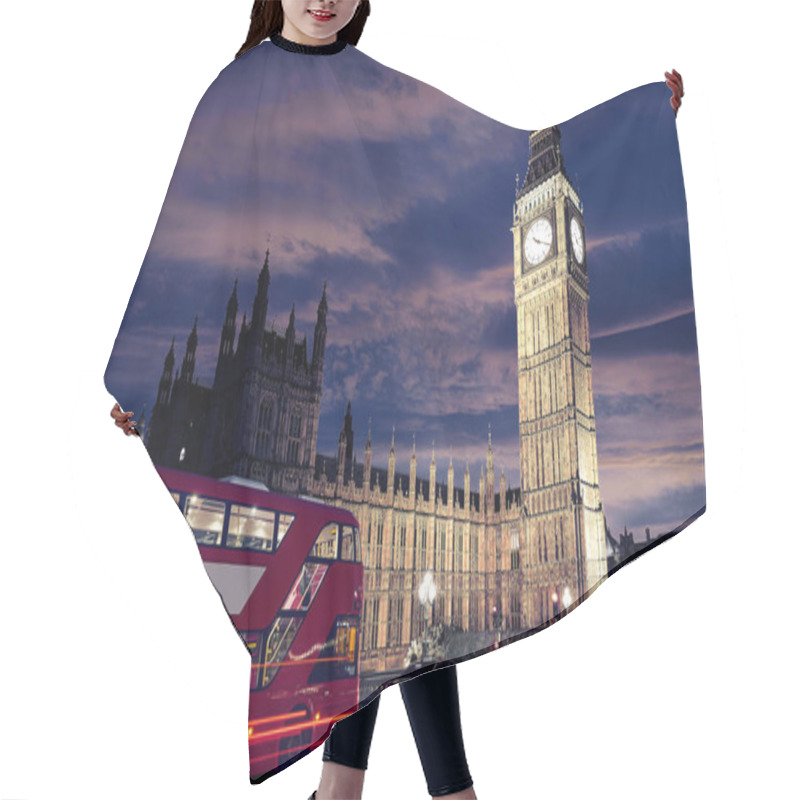 Personality  Big Ben Clock Tower With London Bus Hair Cutting Cape