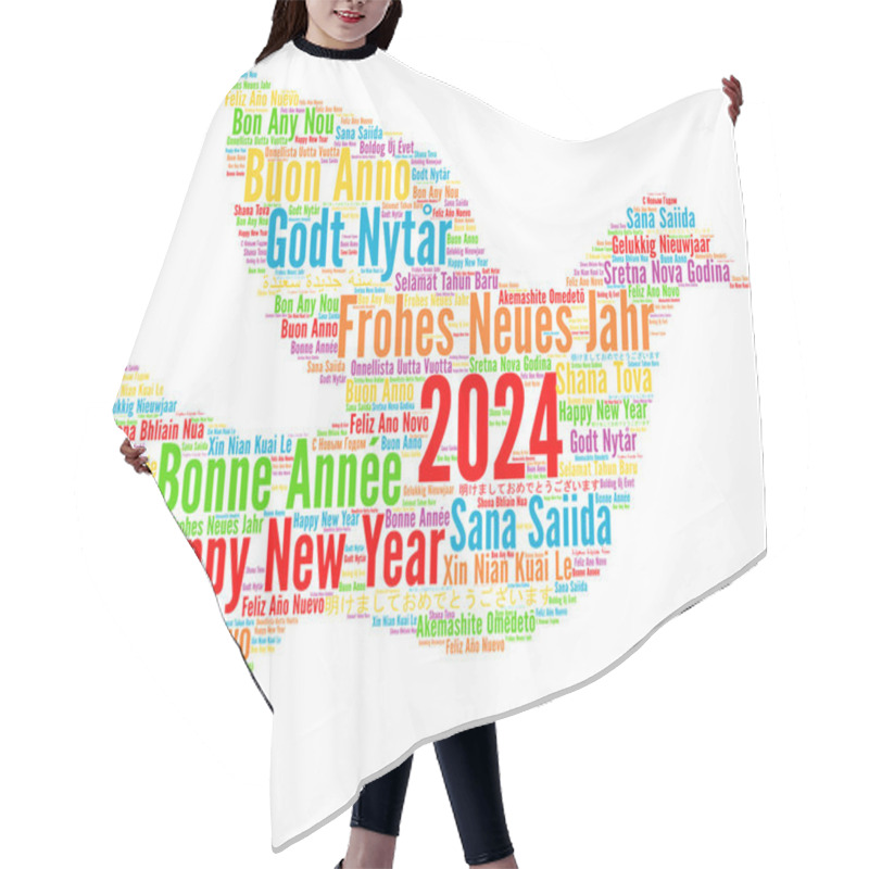 Personality  Happy New Year 2024 Word Cloud In Different Languages Hair Cutting Cape