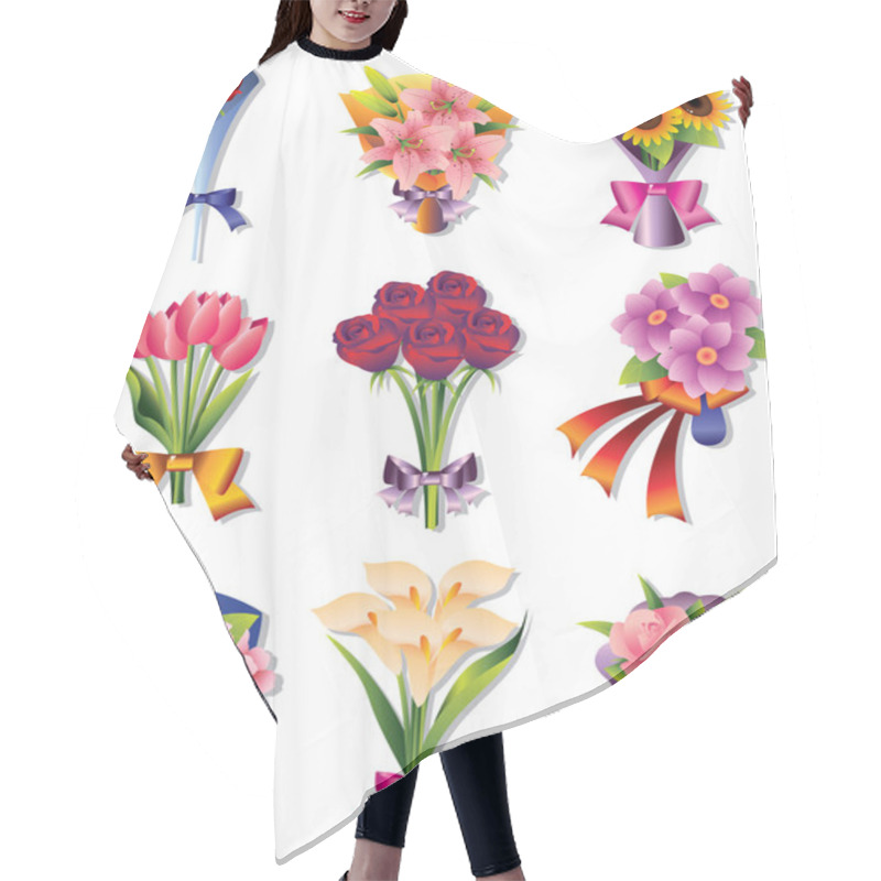 Personality  Flower Bouquet Icons Hair Cutting Cape