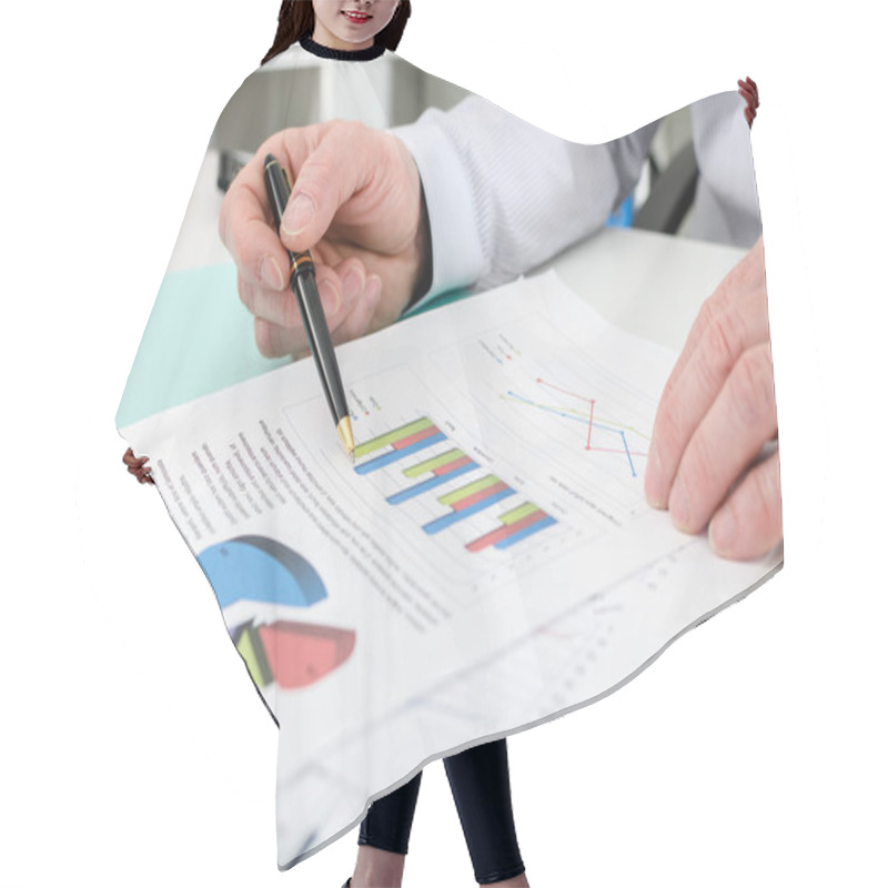 Personality  Businessman Checking Financial Graphs Hair Cutting Cape