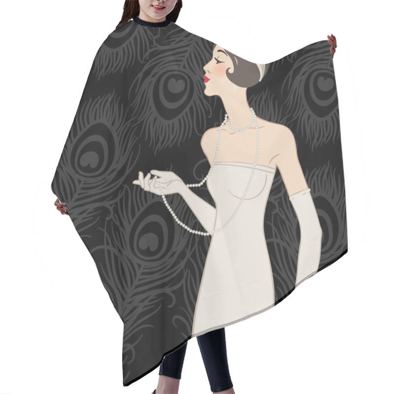 Personality  Flapper Girl: Retro Party Invitation Design (black) Hair Cutting Cape