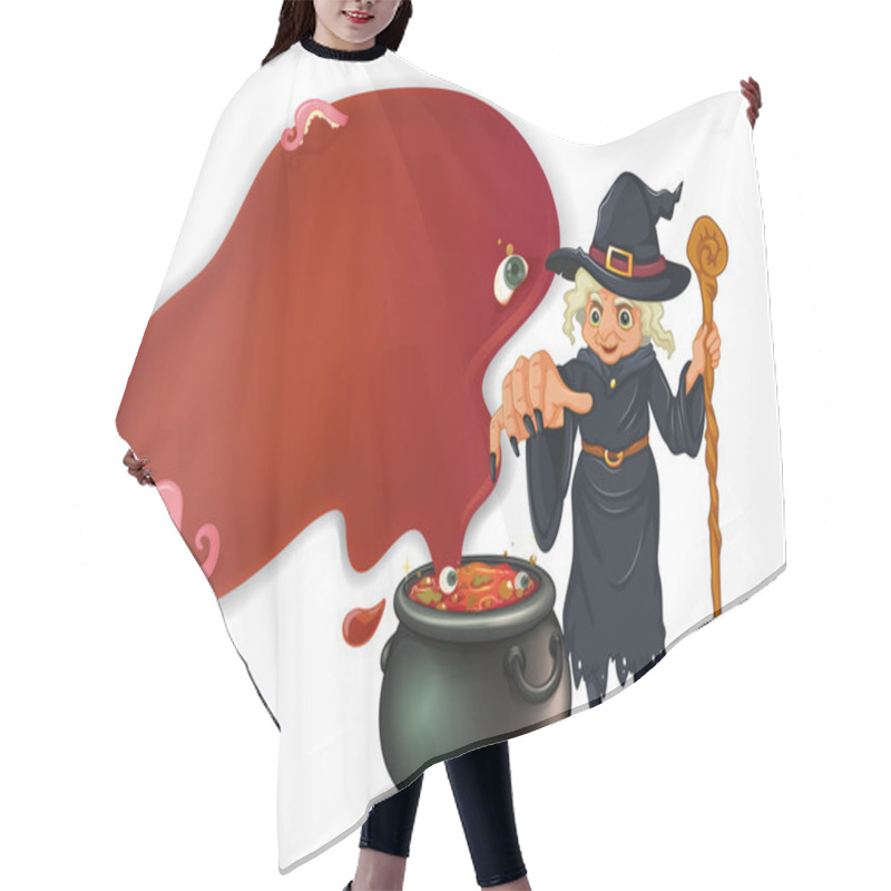 Personality  A Witch Holding A Stick With A Pot Hair Cutting Cape