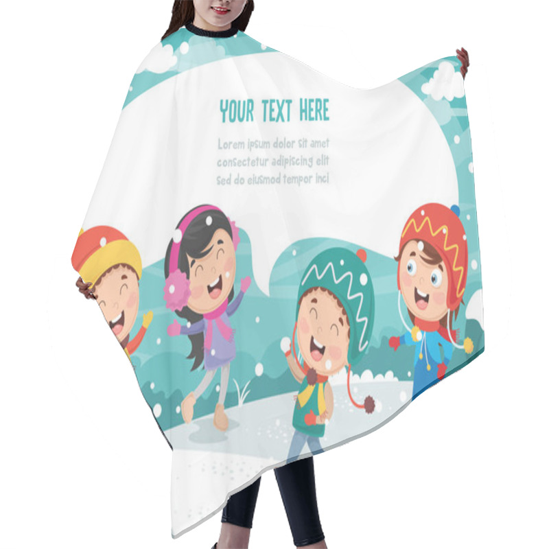 Personality  Vector Illustration Of Winter Scene Hair Cutting Cape