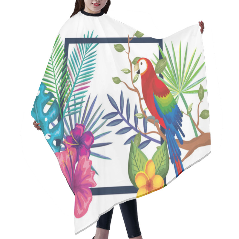 Personality  Tropical And Exotic Garden With Parrot Hair Cutting Cape