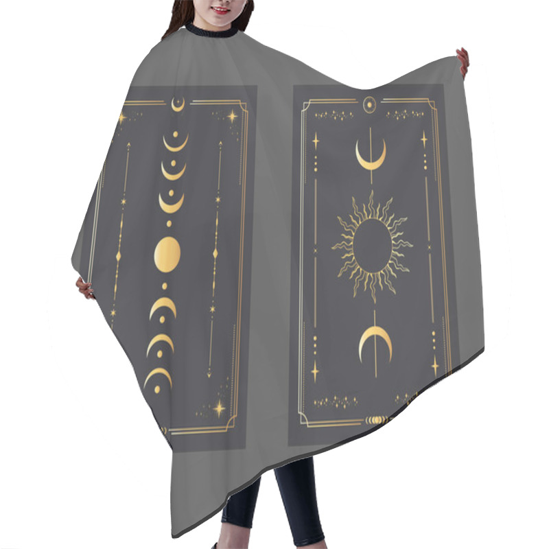 Personality  Golden Magical Tarot Cards Sun And Moon. Mystery, Astrology, Alchemy. Vector Illustration Hair Cutting Cape