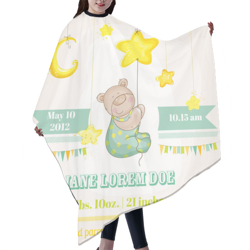 Personality  Baby Boy Arrival Card - Baby Bear With Moon And Stars Hair Cutting Cape