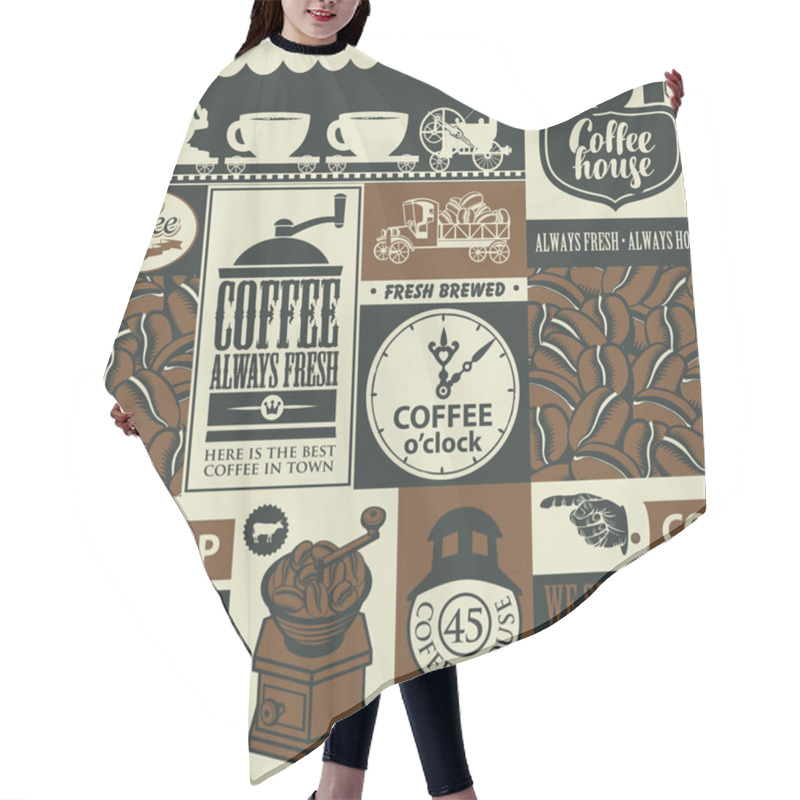 Personality  Seamless Pattern On The Theme Of Coffee Houses Hair Cutting Cape