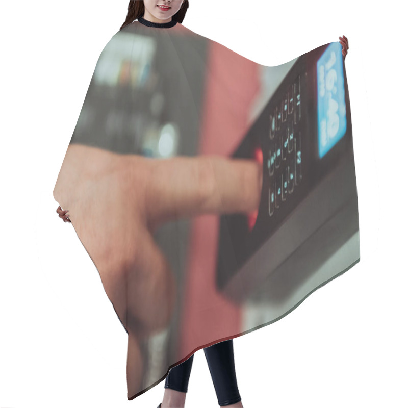 Personality  Door Access Control By Fingerprint Scanner, Facial Recognition And Key Card, Security Concept.  Hair Cutting Cape