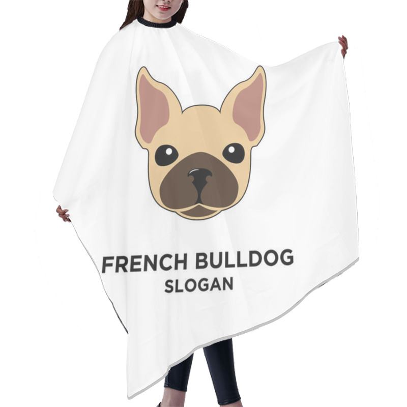 Personality  French Bulldog Head Vector Logo Icon Pattern Template Design Isolated Background Hair Cutting Cape