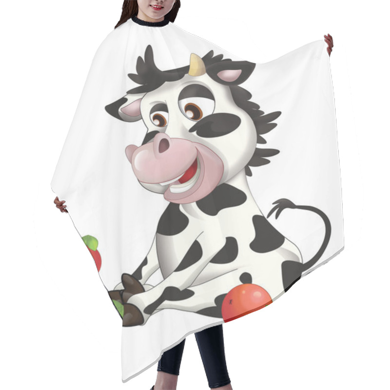 Personality  Cow Looking On Fruits - Apples  Hair Cutting Cape