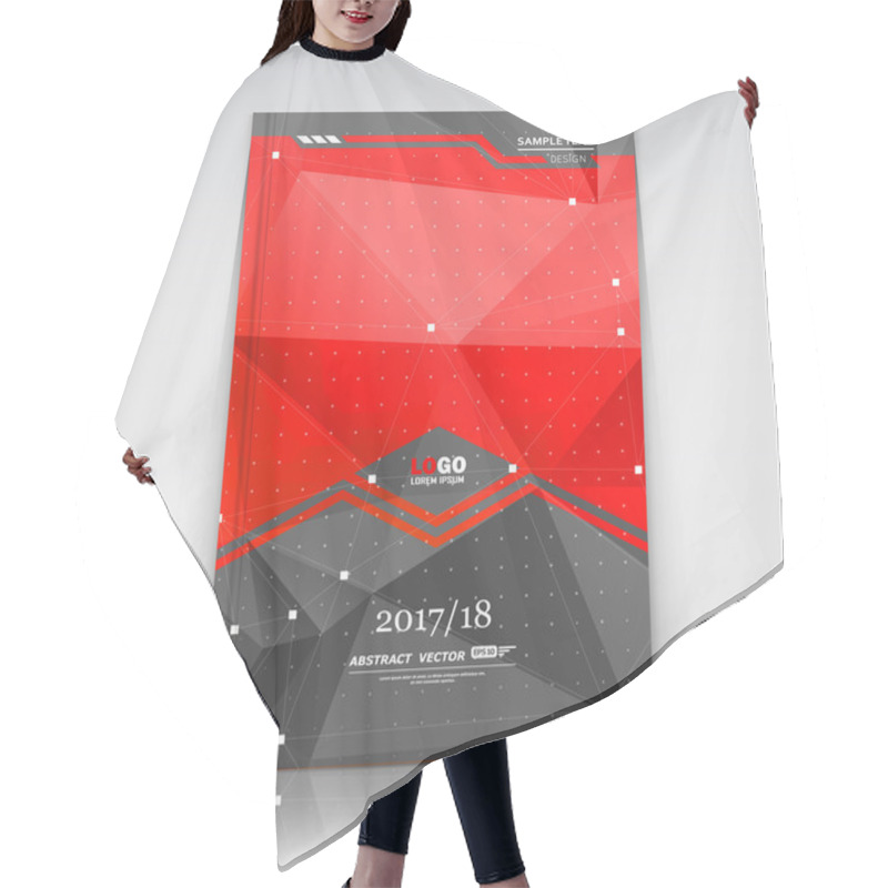 Personality  Abstract Composition. Red, Black Font Texture. Perforated Dot Construction. White Square Block. A4 Brochure Title Sheet. Creative Figure Icon. Commercial Logo Surface. Pointed Banner Form. Flier Fiber Hair Cutting Cape