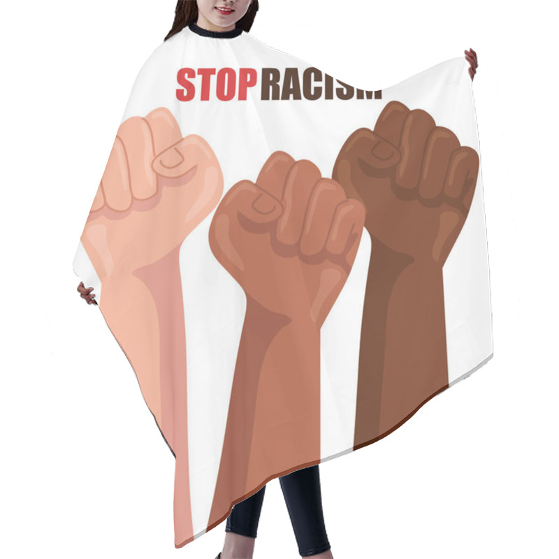 Personality  Stop Racism, With Hands In Fist, Black Lives Matter Concept Hair Cutting Cape