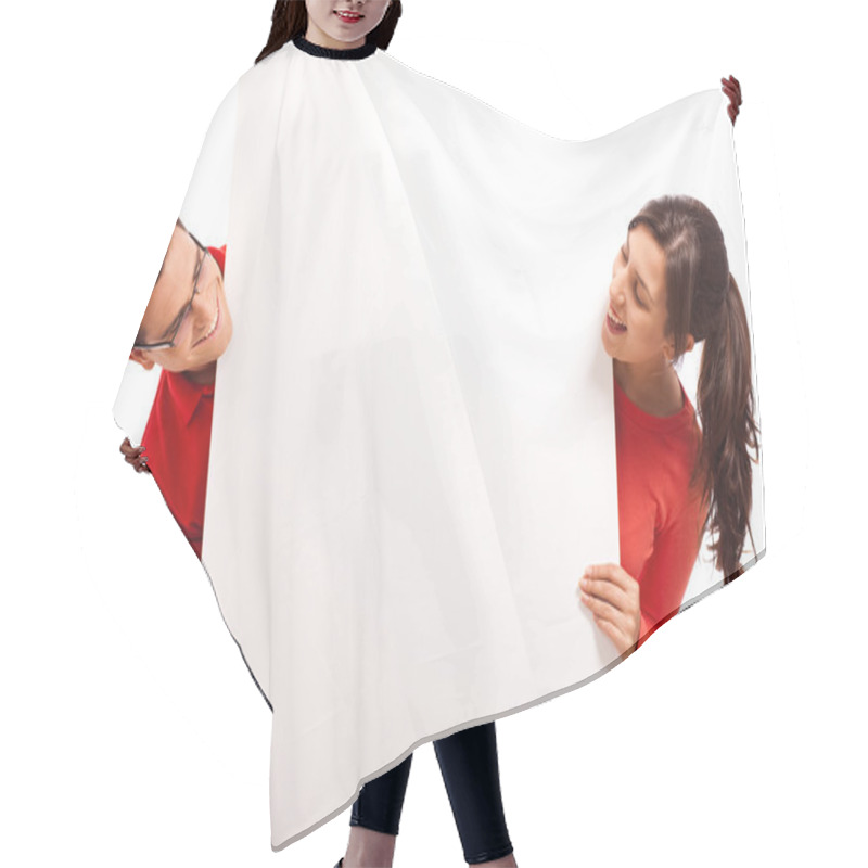 Personality  Happy Young Couple Hair Cutting Cape