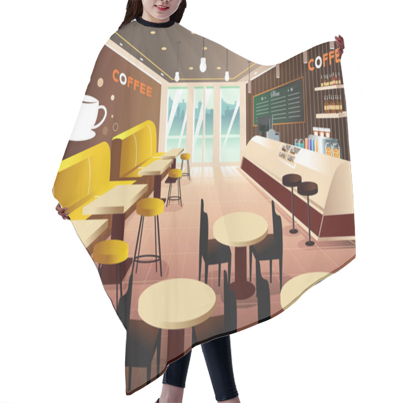 Personality  Interior Of A Modern Coffee Shop Hair Cutting Cape