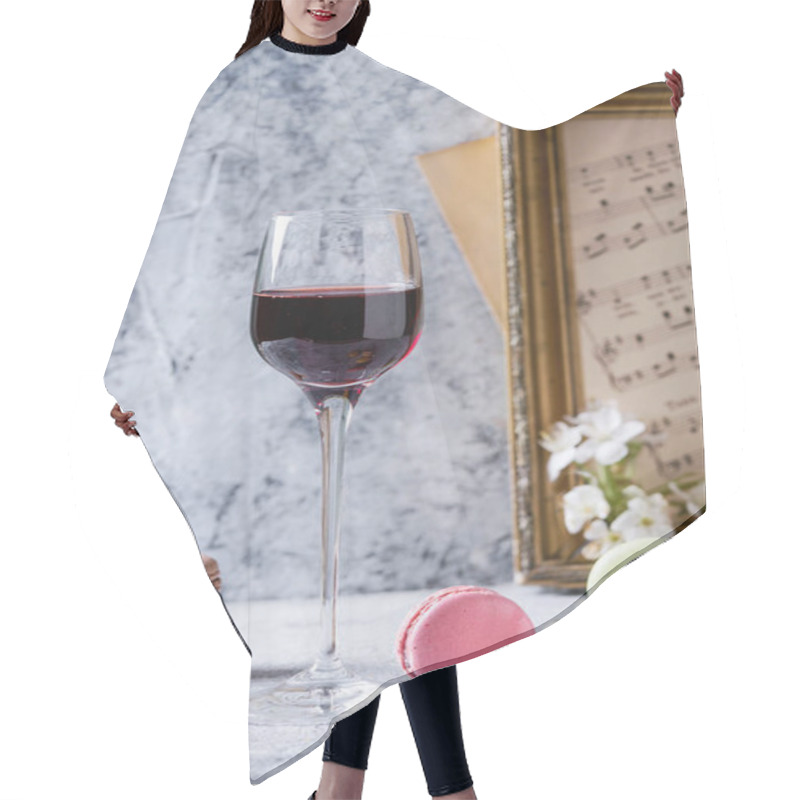 Personality  Port Wine With French Dessert Macaroons Hair Cutting Cape