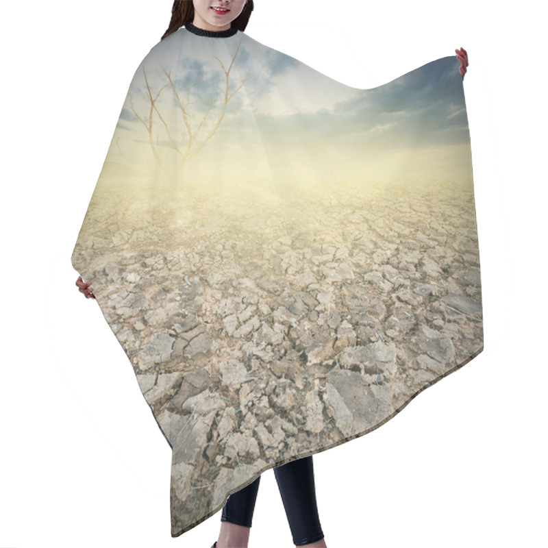 Personality   Land And Cracked Earth With Dramatic Sky Over Cracked Earth. Hair Cutting Cape