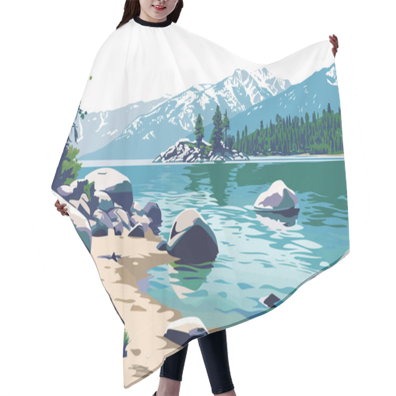 Personality  Serene Lake Tahoe In The Sierra Nevada Mountains Hair Cutting Cape