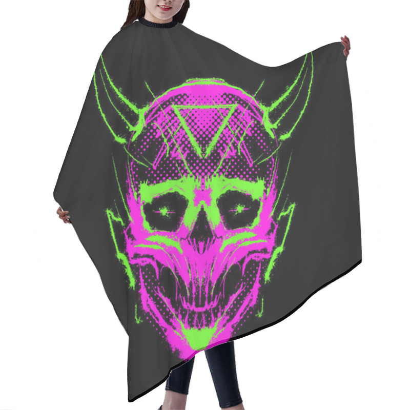 Personality  The Skull Head Glow In The Dark Illustration Vector Hair Cutting Cape