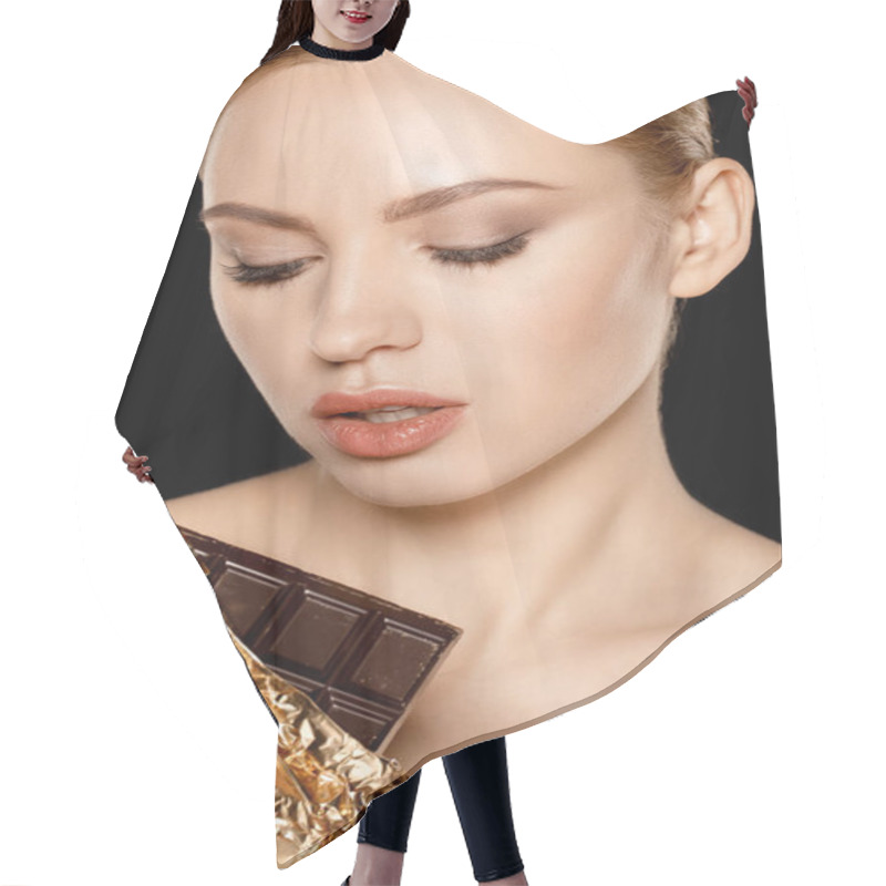 Personality  Woman With Chocolate Bar Hair Cutting Cape