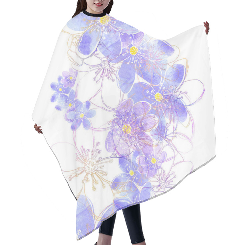 Personality  Seamless Pattern With Spring Forest Flowers Liverleaf. Hair Cutting Cape