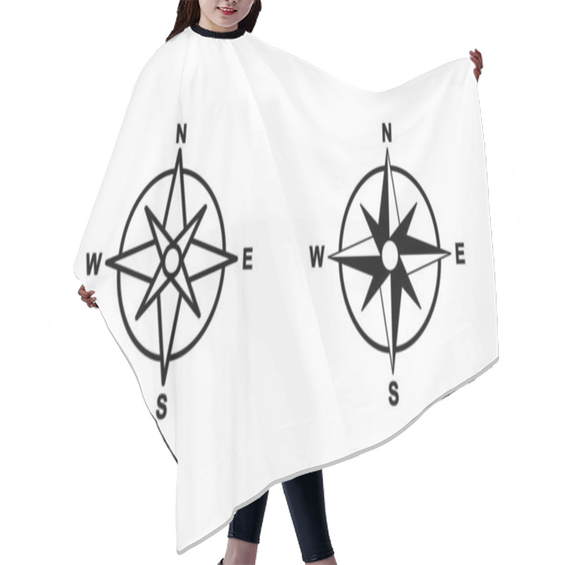 Personality  Compass Icons Set. Arrow Compass Icon Sign And Symbol Hair Cutting Cape