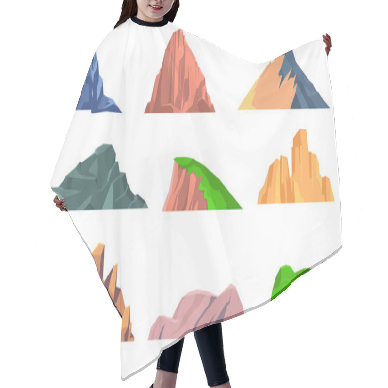 Personality  Mountains Rocks Flat Icon Collection Hair Cutting Cape