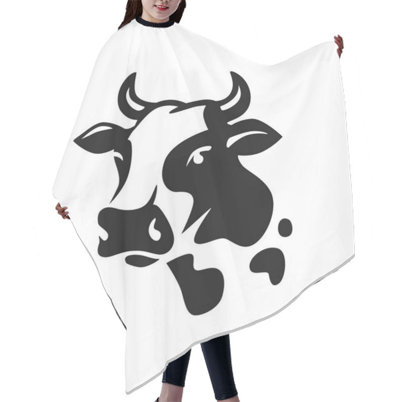 Personality  Cow Head Black On White Hair Cutting Cape