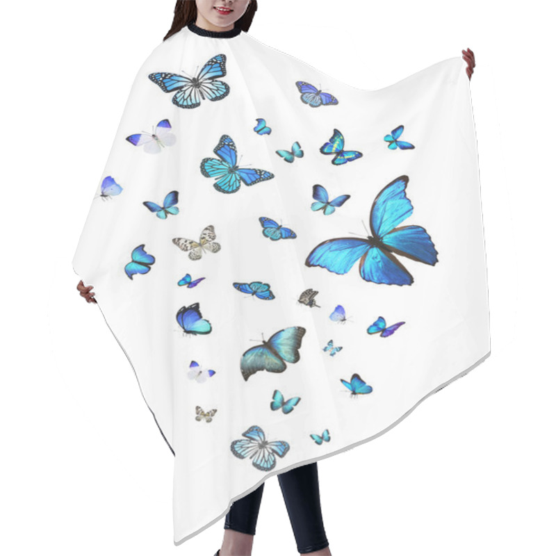 Personality  Blue Butterflies Flock Hair Cutting Cape