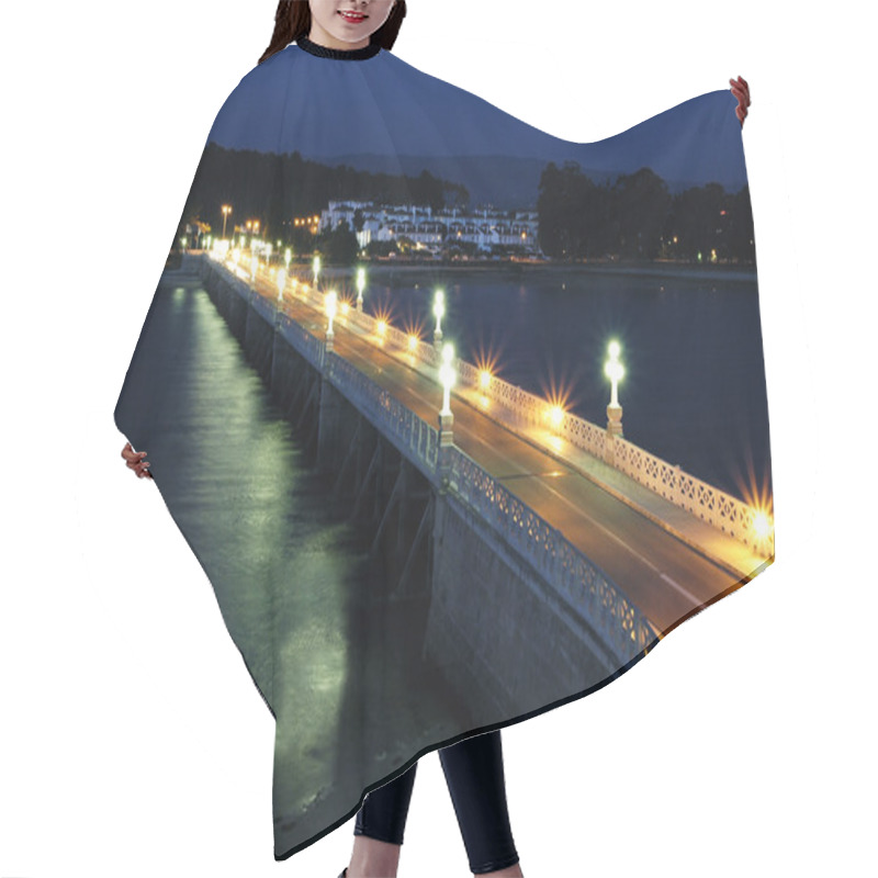 Personality  La Toja Bridge In The Night. Hair Cutting Cape