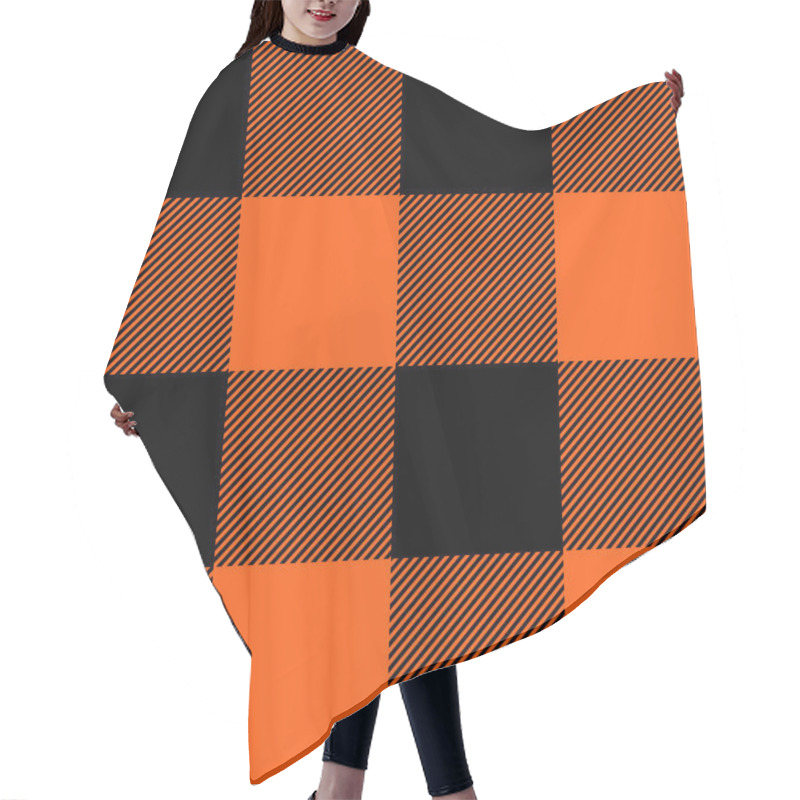 Personality  Tartan Pattern. Halloween Orange Plaid Hair Cutting Cape