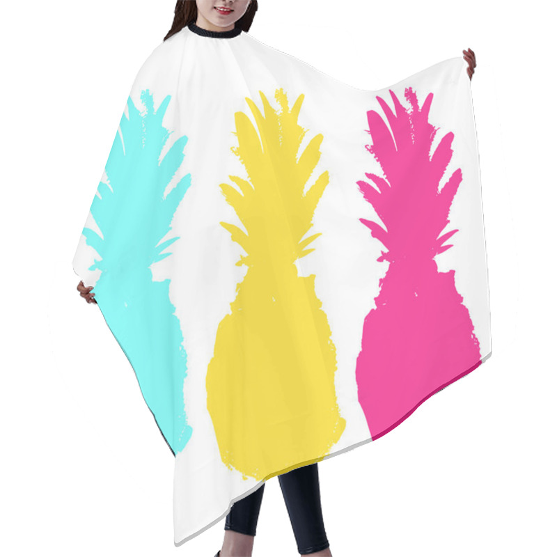 Personality  Pineapple Fruit Silhouette On A White Background.  Hair Cutting Cape