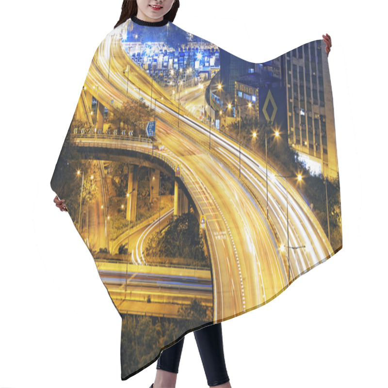 Personality  Traffic Highway In Hong Kong At Night Hair Cutting Cape