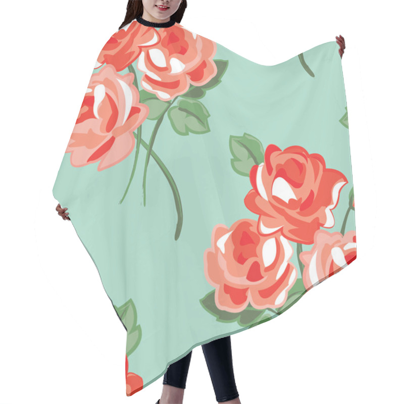 Personality  Pretty Rose Seamless Vector Pattern. Hair Cutting Cape