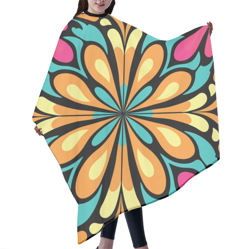 Personality  Step Back In Time With This Captivating Vector Illustration Featuring A Retro 70s Symmetric Pattern. Perfect For Adding Nostalgia To Your Creative Projects. Hair Cutting Cape