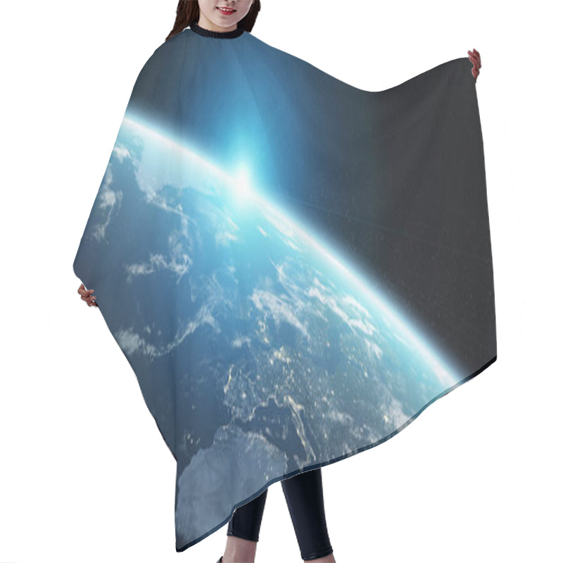 Personality  View Of Blue Planet Earth In Space 3D Rendering Elements Of This Hair Cutting Cape